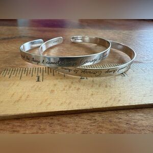 Vintage 925 Lath Serenity Prayer Cuff Two Bracelets